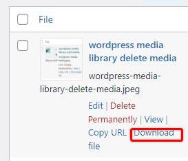 wordpress media library download media